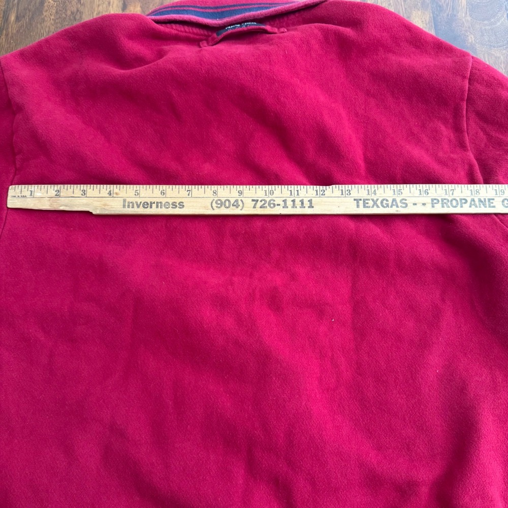 Nautica Red Quarter Zip Pullover Sweatshirt Men XL‎ Fleece Lined Logo Distressed - Picture 11 of 11
